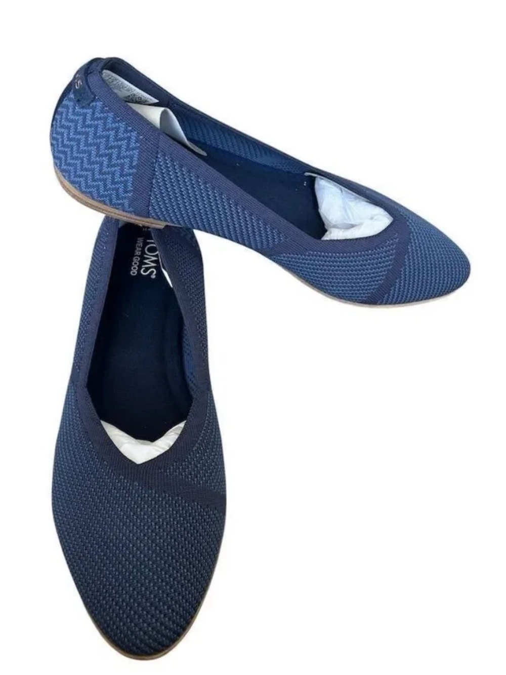 Toms Dark Blue Knit Jutti Neat Almond Toe Ballet Flats
